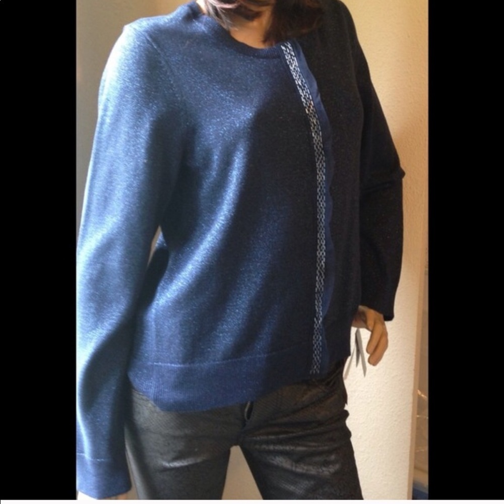 Charter Club Sparkly Blue Cardigan Sweater Sequined Button Front Top |Size Large - Picture 10 of 11